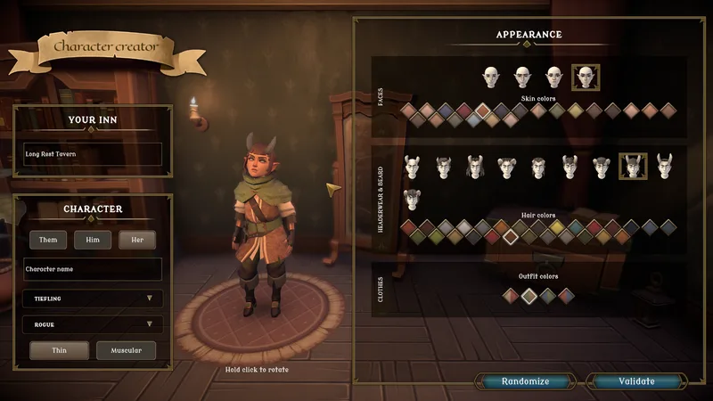 Official reveal screenshot of the character creator
